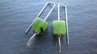 small green jade earrings from Canada. nephrite jade jewelry. cube earrings. Canadian seller. 1 inch earrings.