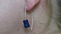 rainbow hematite earrings in sterling silver. modern cube earrings.1 1/2” drop earrings. splurge jewelry.