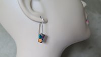 rainbow hematite earrings in sterling silver. modern cube earrings.1 1/2” drop earrings. splurge jewelry.
