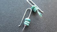 small turquoise earrings. natural turquoise stones. genuine turquoise jewelry. one inch earrings. made in Canada
