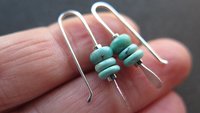 small turquoise earrings. natural turquoise stones. genuine turquoise jewelry. one inch earrings. made in Canada