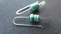 small turquoise earrings. natural turquoise stones. genuine turquoise jewelry. one inch earrings. made in Canada