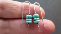 small turquoise earrings. natural turquoise stones. genuine turquoise jewelry. one inch earrings. made in Canada