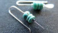 small turquoise earrings. natural turquoise stones. genuine turquoise jewelry. one inch earrings. made in Canada
