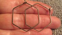 hexagon earrings. niobium hoops for sensitive ears. geometric hoops. niobium wire jewelry.