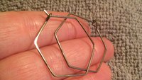 hexagon earrings. niobium hoops for sensitive ears. geometric hoops. niobium wire jewelry.