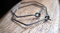 hexagon earrings. niobium hoops for sensitive ears. geometric hoops. niobium wire jewelry.