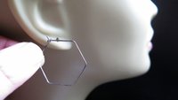 hexagon earrings. niobium hoops for sensitive ears. geometric hoops. niobium wire jewelry.