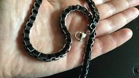 mens necklace. black choker. 6 mm wide box chain. made in Canada.