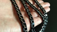 mens necklace. black choker. 6 mm wide box chain. made in Canada.