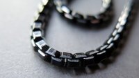 mens necklace. black choker. 6 mm wide box chain. made in Canada.