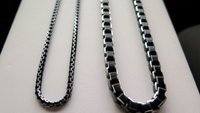 mens necklace. black choker. 6 mm wide box chain. made in Canada.