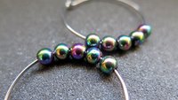 rainbow hematite earrings. niobium hoops. hypoallergenic jewelry.
