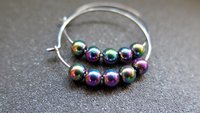 rainbow hematite earrings. niobium hoops. hypoallergenic jewelry.
