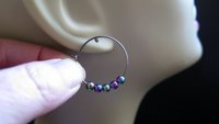 rainbow hematite earrings. niobium hoops. hypoallergenic jewelry.