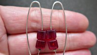 modern red earrings. crystal cube jewelry. 15th wedding anniversary gift of crystal.