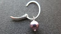 burgundy pearl earrings in sterling silver lever back hoops. design your own earrings. crystal pearl jewelry. modern pearl jewellery.