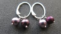 burgundy pearl earrings in sterling silver lever back hoops. design your own earrings. crystal pearl jewelry. modern pearl jewellery.