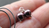 burgundy pearl earrings in sterling silver lever back hoops. design your own earrings. crystal pearl jewelry. modern pearl jewellery.