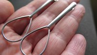 modern stainless steel earrings. contemporary hypoallergenic jewelry. silver teardrop earrings. made in Canada