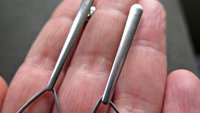 modern stainless steel earrings. contemporary hypoallergenic jewelry. silver teardrop earrings. made in Canada