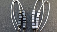 modern silver earrings. hematite jewellery. Canadian seller.