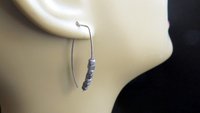 modern silver earrings. hematite jewellery. Canadian seller.
