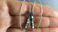 modern silver earrings. hematite jewellery. Canadian seller.