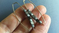 modern silver earrings. hematite jewellery. Canadian seller.