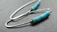 genuine turquoise earrings with natural stones in robins egg blue. modern turquoise jewelry. made in Canada