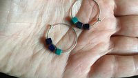 small silver hoops with cube stones
