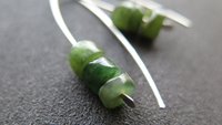 Canadian jade earrings. green jade jewelry. sterling silver jewellery.