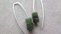 Canadian jade earrings. green jade jewelry. sterling silver jewellery.