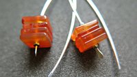 carnelian earrings in sterling silver. burnt orange jewelry. natural square stone beads.