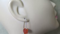 carnelian earrings in sterling silver. burnt orange jewelry. natural square stone beads.