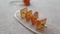 carnelian earrings in sterling silver. burnt orange jewelry. natural square stone beads.