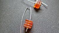 carnelian earrings in sterling silver. burnt orange jewelry. natural square stone beads.