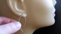 sterling silver threader earrings. simple jewelry. open hoops. modern wire earings.