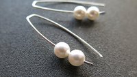 white pearl earrings in sterling silver. crystal pearl jewelry. 1 1/2” drop earrings.