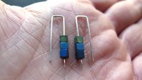 blue earrings. green jewelry. indigo, blue and green hematite beads. small earings.