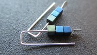 blue earrings. green jewelry. indigo, blue and green hematite beads. small earings.