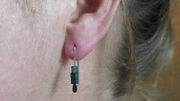small purple earrings. hematite cube jewelry. Canadian seller. 1 inch earrings.