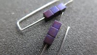 small purple earrings. hematite cube jewelry. Canadian seller. 1 inch earrings.