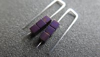 small purple earrings. hematite cube jewelry. Canadian seller. 1 inch earrings.