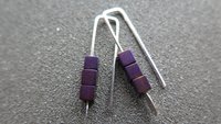 small purple earrings. hematite cube jewelry. Canadian seller. 1 inch earrings.