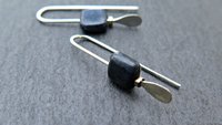 small navy blue sodalite earrings. square stone jewelry. Canadian jewelry.