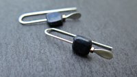 small navy blue sodalite earrings. square stone jewelry. Canadian jewelry.