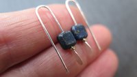 small navy blue sodalite earrings. square stone jewelry. Canadian jewelry.