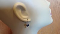 small navy blue sodalite earrings. square stone jewelry. Canadian jewelry.
