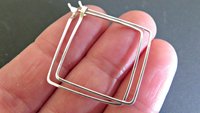 sterling silver hoops. 1 inch square earrings. geometric jewelry. splurge. available in niobium wire